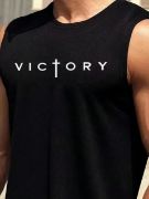 Erkek Sıfır Kol Victory Baskılı Süprem Bluz resmi